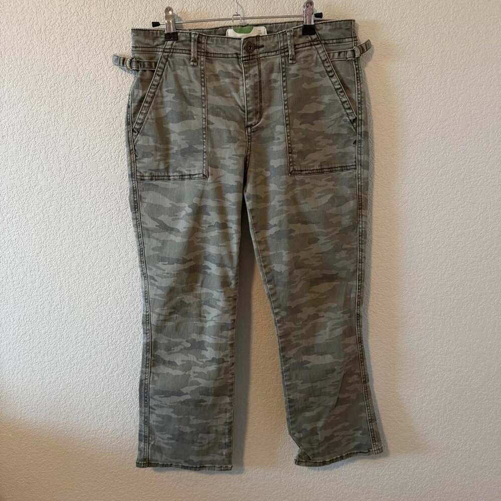 Anthropologie Utility Camo Pants Size 29 Green Cargo Military - Picture 2 of 6